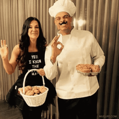 Woman In Apron Saying Yes I Know The Muffin Next To Chef Man GIF
