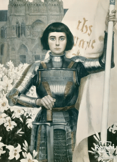 Woman In Armor Holding Flag Saying Tbs Marie GIF