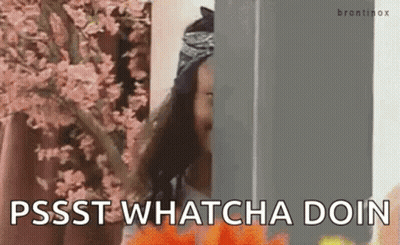 Woman In Bandana Peeking Pssst Whatcha Doin GIF