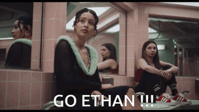 Woman In Bathroom Saying Go Ethan GIF
