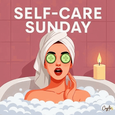 Woman In Bathtub With Cucumbers Self-Care Sunday GIF