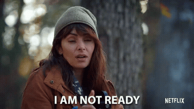Woman In Beanie Says I Am Not Ready GIF