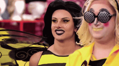 Woman In Bee Costume Smiling Beside Woman GIF