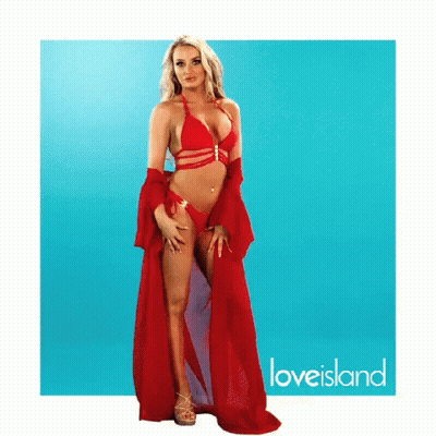 Woman In Bikini And Long Red Dress Love Island GIF