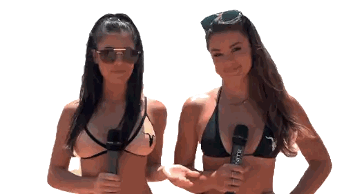 Woman in Bikini Holding Microphone Nite