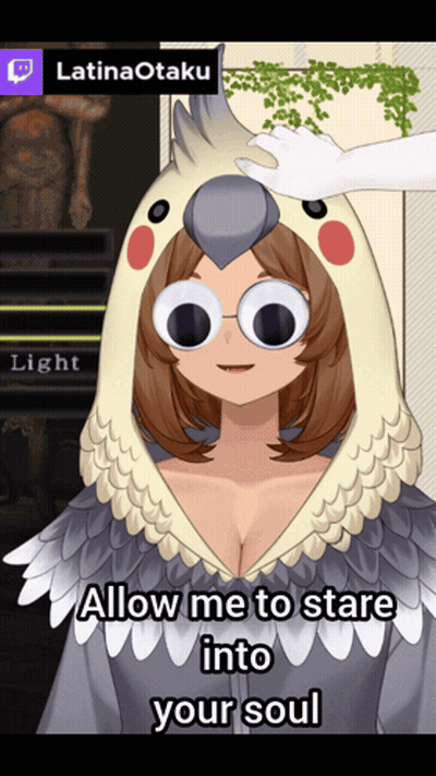 Woman In Bird Costume Saying Allow Me To Stare Into Your Soul GIF