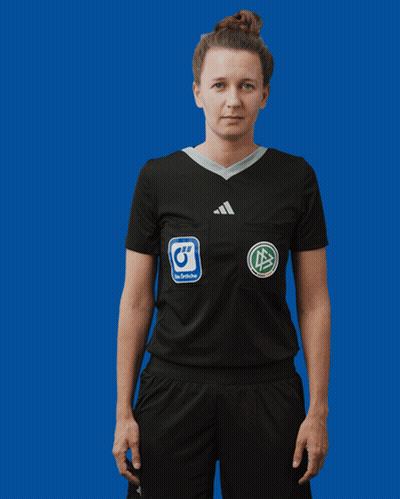 Woman In Black Adidas Shirt With Blue Sticker Saying G GIF