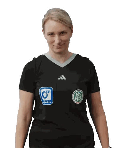 Woman In Black Adidas Shirt With Sticker