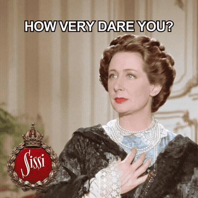 Woman In Black And Blue Dress Saying How Very Dare You GIF