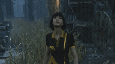 Woman In Black And Yellow Shirt With X GIF