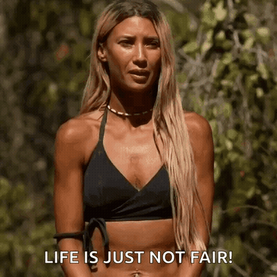Woman in Black Bikini in Woods Says Life Is Just Not Fair