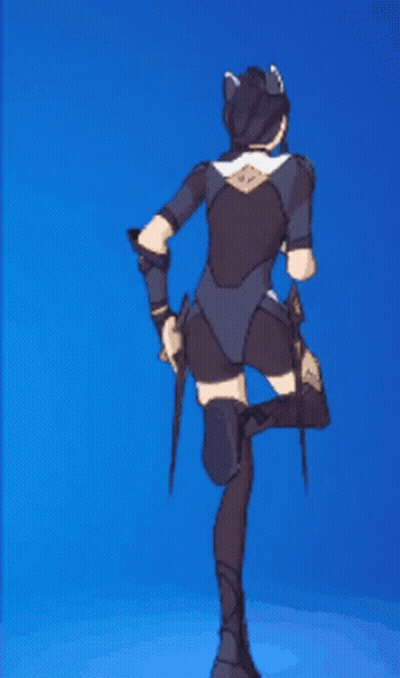 Woman In Black Bodysuit Blue Background GIF