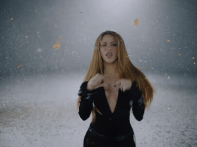 Woman In Black Bodysuit In Snow With Butterflies GIF