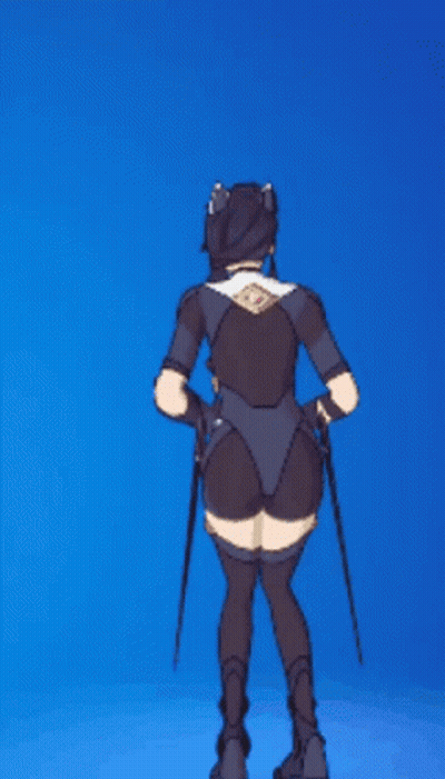 Woman In Black Bodysuit Standing With Sword GIF