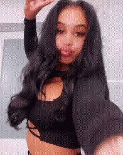 Woman In Black Crop Top Selfie Hand Up GIF