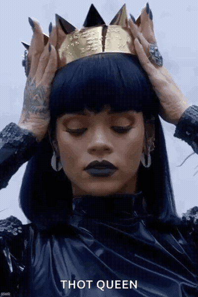Woman In Black Dress And Gold Crown GIF