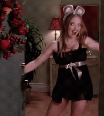 Woman In Black Dress And Mouse Ears GIF