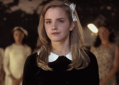 Woman In Black Dress And White Collar Looking GIF
