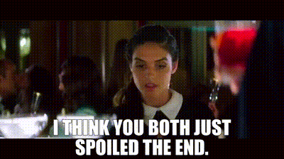 Woman In Black Dress And White Collar Says I Think You Both Just Spoiled The End GIF