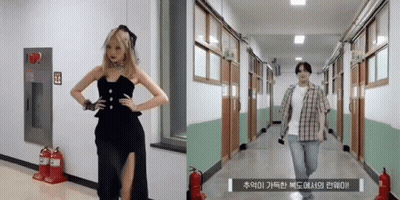 Woman In Black Dress Beside Man In Plaid Shirt GIF