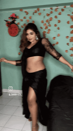 Woman In Black Dress Dancing GIF