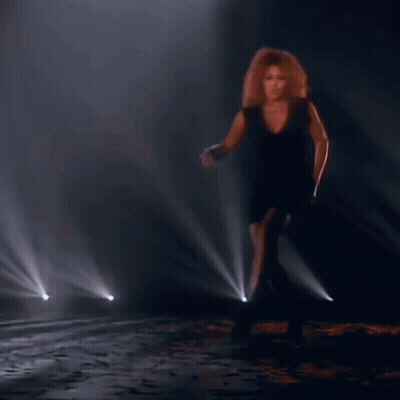 Woman In Black Dress Dancing On Stage GIF