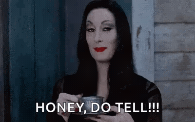 Woman In Black Dress Holding Coffee Say Honey GIF