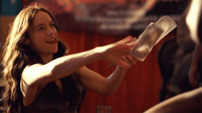 Woman In Black Dress Holding Money GIF