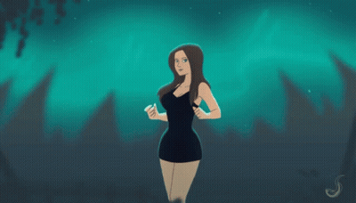 Woman in Black Dress Holding Something