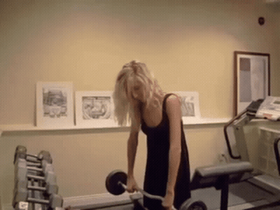 Woman In Black Dress Lifting Barbell GIF