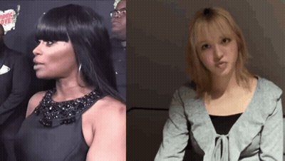 Woman In Black Dress Next To Blonde Woman GIF
