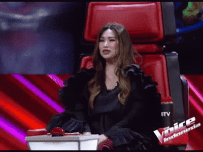Woman In Black Dress On Red Chair The Voice Indonesia GIF