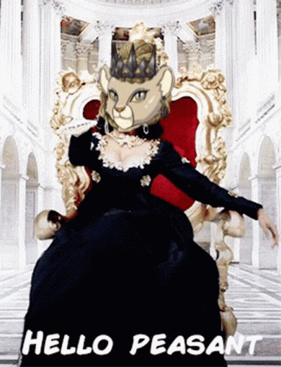 Woman In Black Dress On Throne Saying Hello Peasant GIF
