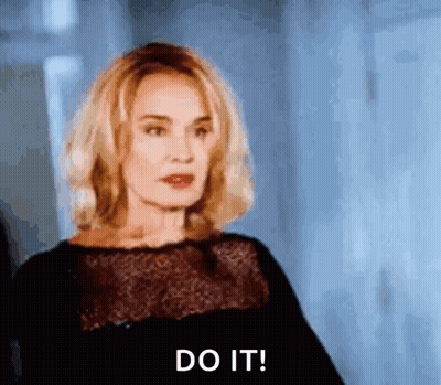 Woman In Black Dress Saying Do It GIF