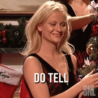 Woman In Black Dress Saying Do Tell GIF