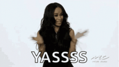 Woman In Black Dress Saying Yasss GIF