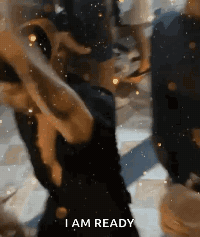 Woman In Black Dress Says I Am Ready GIF