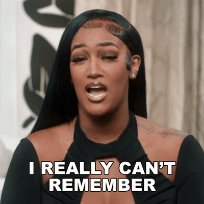 Woman In Black Dress Says I Really Can't Remember GIF