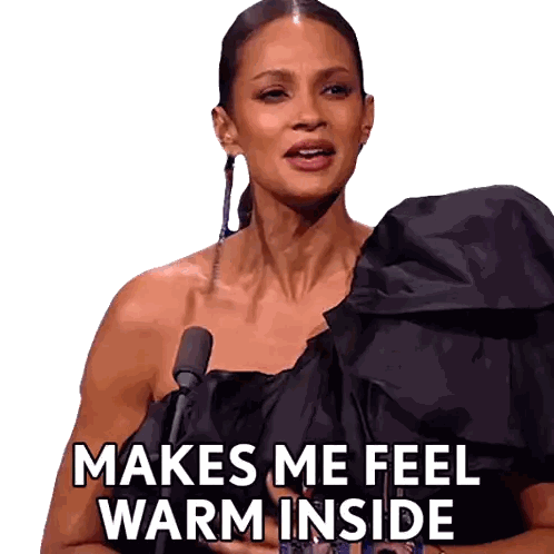 Woman In Black Dress Says Makes Me Feel Warm Sticker