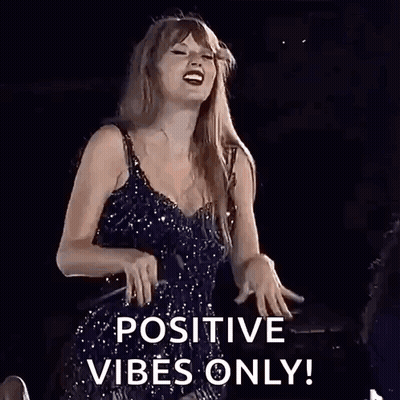 Woman In Black Dress Singing On Stage Positive Vibes Only GIF