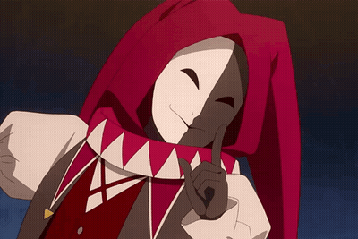 Woman In Black Dress Sitting Next To Jester GIF