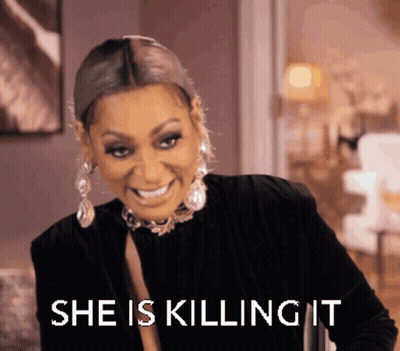 Woman In Black Dress Smiling She Is Killing It GIF