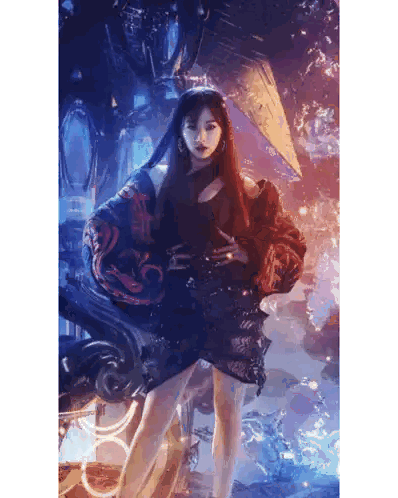 Woman In Black Dress Standing Before Fire Sticker