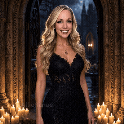 Woman in Black Dress Standing in Front of Candles