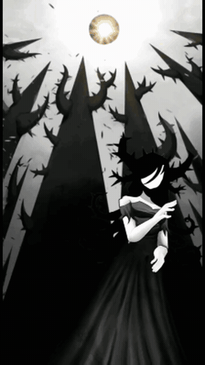 Woman In Black Dress Surrounded By Thorns GIF