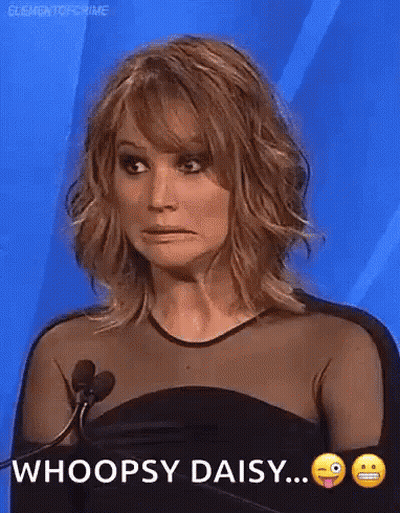 Woman In Black Dress Whoopsy Daisy Funny Face GIF