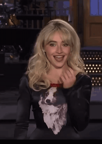 Woman In Black Dress With Dog GIF