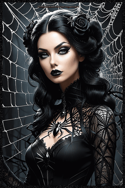 Woman In Black Dress With Rose GIF