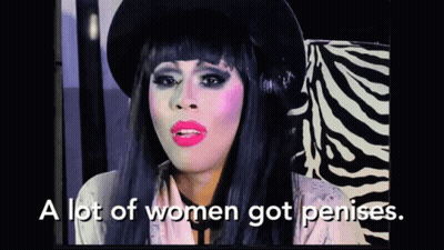 Woman In Black Hat And Pink Lipstick Says A Lot Of Women Got Penises GIF