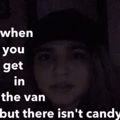 Woman In Black Hat In Dark Room Saying When You Get In The Van GIF
